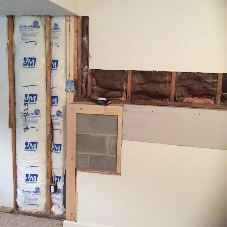 Wall insulation replacement during Basement Flood Cleanup in Kent